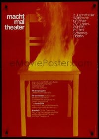 5z441 MACHT MAL THEATER 24x33 German stage poster 1976 art of a burning chair by Holger Matthies!