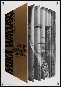 5z738 MIKA WALTARI 28x40 Finnish special poster 1990s Erik Bruun art of the writer in book pages!