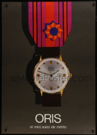 5z214 ORIS 36x51 Swiss advertising poster 1965 Swiss luxury timepieces, art of watch on ribbon!