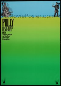 5z447 POLLY 24x33 German stage poster 1970s art of a duel over huge open field by Holger Matthies!