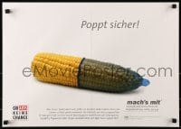5z753 POPPT SICHER 17x24 German special poster 2000s HIV/AIDS, Shagging Safely, condom on corn!