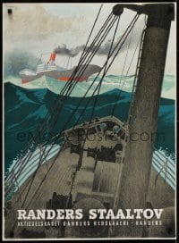5z531 RANDERS REB 25x34 Danish advertising poster 1945 great art of ships at sea by Thelander!