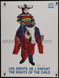 5z762 RIGHTS OF THE CHILD 24x32 French special poster 1989 artwork of child on horse by Melois!