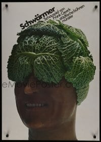 5z453 SCHWARMER 24x33 German stage poster 1970s man with a cabbage head by Holger Matthies!