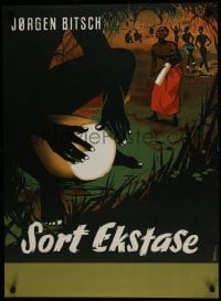 5z540 SORT EKSTASE 25x34 Danish advertising poster 1955 Stilling art of drum players & women dancing!