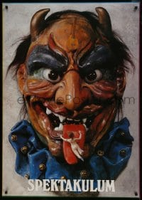 5z079 SPEKTAKULUM 33x47 German special poster 1980s elaborate and scary mask with nude on tongue!