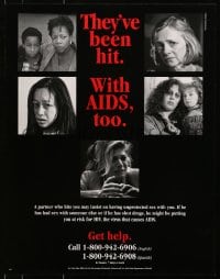 5z805 THEY'VE BEEN HIT 17x22 special poster 1990s HIV/AIDS awareness, many victims!