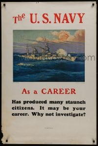 5z810 U.S. NAVY AS A CAREER 28x42 special poster 1935 produced many staunch citizens, Burbank art!