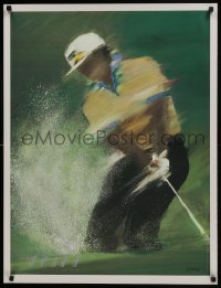 5z349 VICTOR SPAHN 26x34 French art print 1980s great art of golfer hitting out of sand trap!