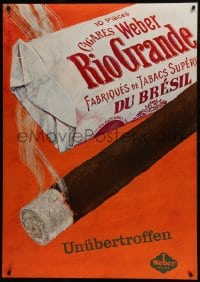 5z088 WEBER 36x51 Swiss special poster 1956 featuring Alfred Koella art, burning cigar!