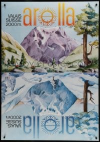 5z015 AROLLA 36x51 Swiss travel poster 1960s art showing the region in both winter and summer!