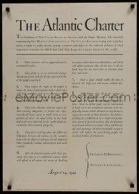 5z298 ATLANTIC CHARTER 20x28 WWII war poster 1941 basis for the United Nations, goals of the war!