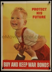 5z301 BUY & KEEP WAR BONDS 20x28 WWII war poster 1944 art of a smiling child by Ruth Nichols!