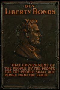 5z283 BUY LIBERTY BONDS 20x30 WWI war poster 1917 classic profile image of Abraham Lincoln!