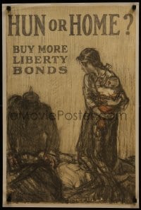 5z286 HUN OR HOME 20x30 WWI war poster 1919 Henry Raleigh art, buy more liberty bonds!