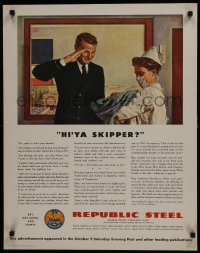 5z314 REPUBLIC STEEL 22x28 WWII war poster 1940s Buy War Bonds and Stamps!
