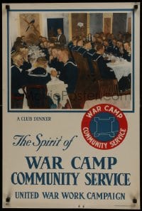 5z292 UNITED WAR WORK CAMPAIGN 20x30 WWI war poster 1918 the spirit of war camp community service!