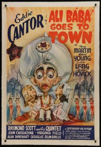 6a201 ALI BABA GOES TO TOWN linen 1sh 1937 art of Eddie Cantor w/Louise Hovick & June Lang, rare!