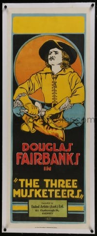 6a066 THREE MUSKETEERS linen long Aust daybill 1921 different art of of Douglas Fairbanks Sr.!