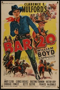 6a210 BAR 20 linen 1sh 1943 great full-length art of William Boyd as Hopalong Cassidy!