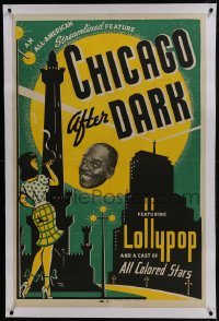 6a242 CHICAGO AFTER DARK linen 1sh 1946 black streetwalker Lollypop Jones & all colored stars!