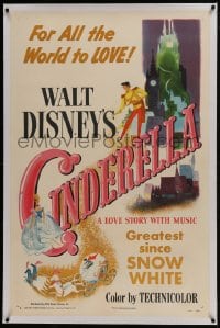 6a243 CINDERELLA linen style A 1sh 1950 Walt Disney classic romantic musical fantasy cartoon!