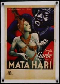 6a120 MATA HARI linen 15x21 Chilean commercial poster 1990s sexy art of legendary spy Greta Garbo!