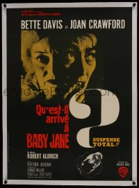 6a097 WHAT EVER HAPPENED TO BABY JANE? linen French 22x30 1962 Aldrich, Bette Davis & Joan Crawford!