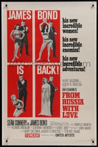 6a302 FROM RUSSIA WITH LOVE linen style B 1sh 1964 Sean Connery as Ian Fleming's James Bond is back!