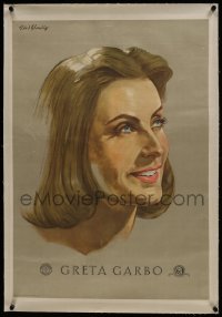 6a040 GRETA GARBO linen German personality poster 1940s Kurt Glombig art of the MGM leading lady!