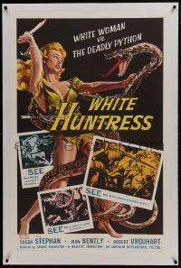 6a312 GOLDEN IVORY linen 1sh R1957 great deceptive art of White Huntress vs The Deadly Python!