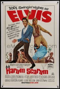 6a331 HARUM SCARUM linen 1sh 1965 rockin' Elvis Presley & Mary Ann Mobley in a swingin' spoof!
