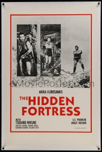 6a337 HIDDEN FORTRESS linen 1sh R1984 Akira Kurosawa, Toshiro Mifune, samurai classic, uncut, rare!