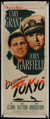 6a183 DESTINATION TOKYO linen insert 1943 Cary Grant & John Garfield in World War II, Delmer Daves!