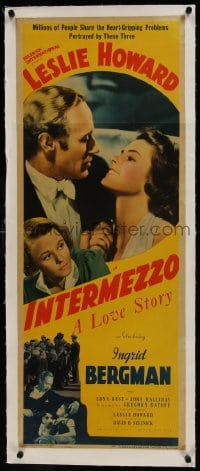 6a184 INTERMEZZO linen insert 1939 romantic c/u of Leslie Howard & Ingrid Bergman, ultra rare!