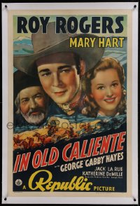 6a347 IN OLD CALIENTE linen 1sh 1939 cowboy Roy Rogers, Gabby Hayes & Mary Hart in California!