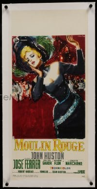 6a107 MOULIN ROUGE linen Italian locandina R1960s different art of pretty Colette Marchand by Manfredo!