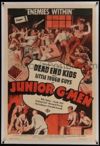 6a360 JUNIOR G-MEN linen chap 1 1sh 1940 Dead End Kids & Little Tough Guys serial, ultra rare!