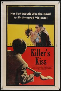 6a363 KILLER'S KISS linen 1sh 1955 early Stanley Kubrick noir set in New York's Clip Joint Jungle!