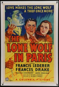 6a374 LONE WOLF IN PARIS linen 1sh 1938 Frances Drake's love makes Francis Lederer a thief once more!