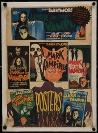 6a001 MARK OF THE VAMPIRE linen 14x20 pressbook back cover 1935 six posters in full color, Lugosi!