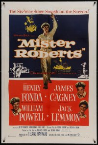 6a385 MISTER ROBERTS linen 1sh 1955 Henry Fonda, James Cagney, William Powell, Jack Lemmon,John Ford