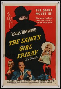 6a425 SAINT'S GIRL FRIDAY linen 1sh 1954 sexy Diana Dors & bullets can't stop Louis Hayward!
