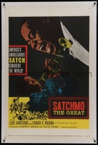 6a428 SATCHMO THE GREAT linen 1sh 1957 wonderful image of Louis Armstrong playing trumpet & singing!