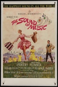 6a447 SOUND OF MUSIC linen 1sh 1965 classic Terpning art of Julie Andrews, pre-awards, Todd-AO!