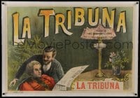 6a045 LA TRIBUNA linen 26x38 Italian newspaper poster 1895 Giovanni Maria Mataloni art!