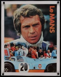 6a015 LE MANS linen 17x22 special poster 1971 Gulf Oil giveaway, race car driver Steve McQueen!