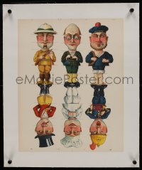 6a051 SIX MEN linen 14x18 French special poster 1910s wacky guys with interchangeable parts!