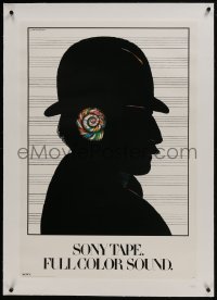 6a011 SONY linen 24x36 advertising poster 1980 Milton Glaser art of silhouette & blank sheet music!!