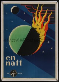 6a130 ONE NIGHT linen Swedish 1931 cool Ion-And art of war on Earth seen from outer space!